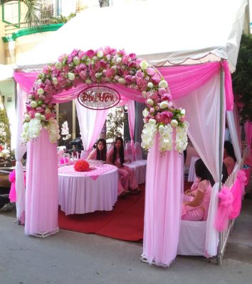 Hình ảnh rạp cưới tông màu hồng