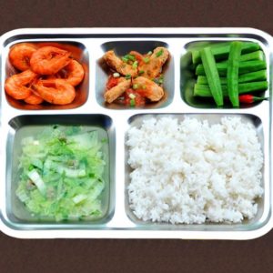 Tôm rim + Chả cá sốt cà